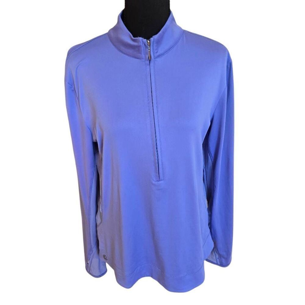 CHASE 54 Womens 1/2 Zip Long Sleeve Performance Top Periwinkle Large